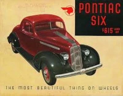 1935 PONTIAC STANDARD SIX - IT WAS A SIMPLE IDEA BY DESIGNER FRANK HERSHEY TO UNIFY A NEW ROUNDED GRILL WITH THE REST OF THE CAR. THE SILVER STREAK BECAME A PONTIAC TRADE-MARK THAT WOULD LAST 22 YEARS...UNFORTUNATELY THAT WAS ABOUT A DECADE PAST ITS SELL-BY DATE. ( www.CarStyleCritic.com )