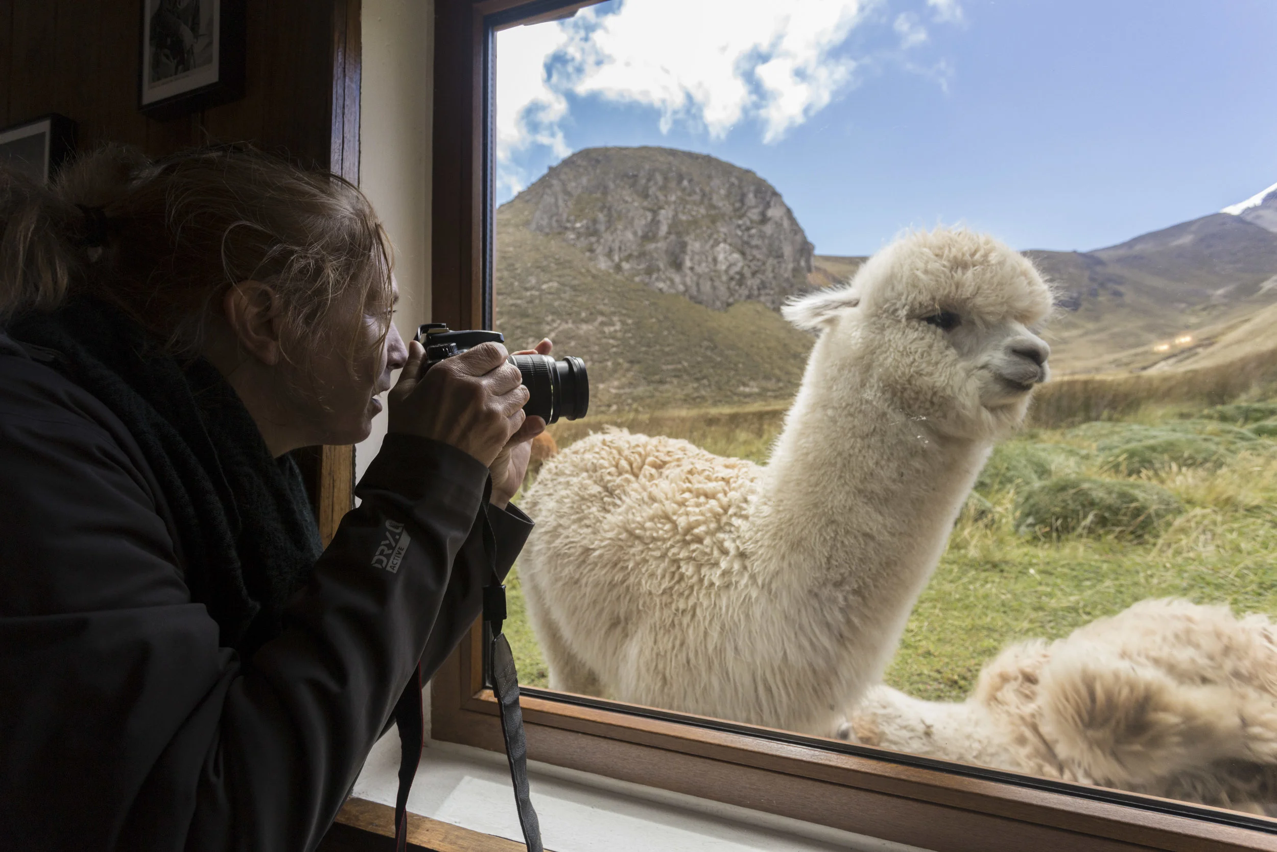 Peggy photographing at Chimborazo