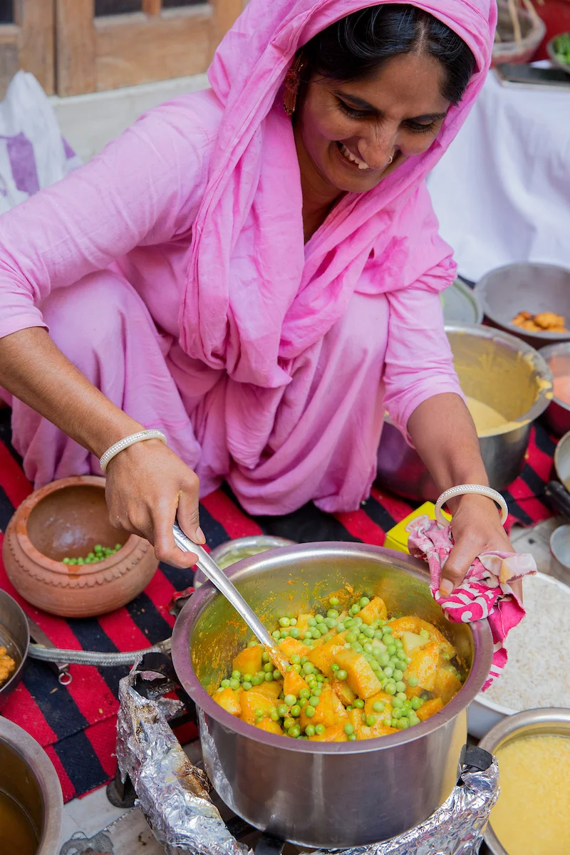 Cooking a lot of our own food in India.