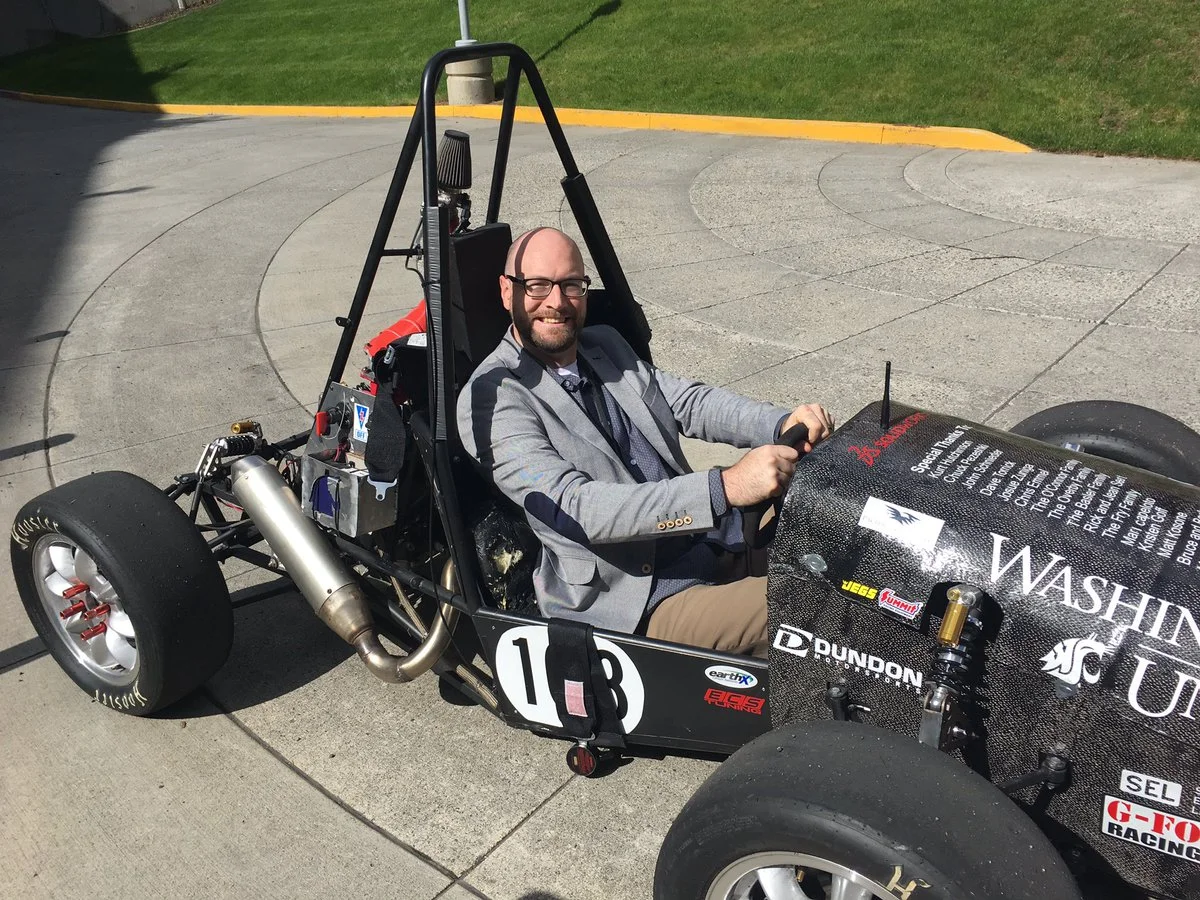 Structural Associate, Matt Snook, P.E., S.E., judging the Alaskan Airlines Imagine Tomorrow competition hosted at WSU.
