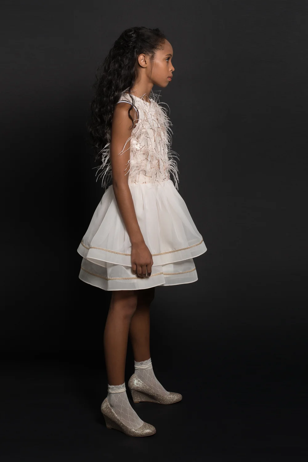 Ivory Ostrich Feather Dress  Loren Franco Designs