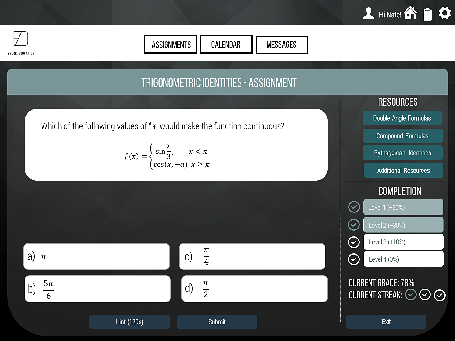 Homework questions ARE provided for each video lecture topic. As students progress the level of difficulty in their assignment questions will increase. Hints are always available if needed. These assignment questions are GRADED AND SHARED WITH THE TUTOR, STUDENT, AND PARENT. 