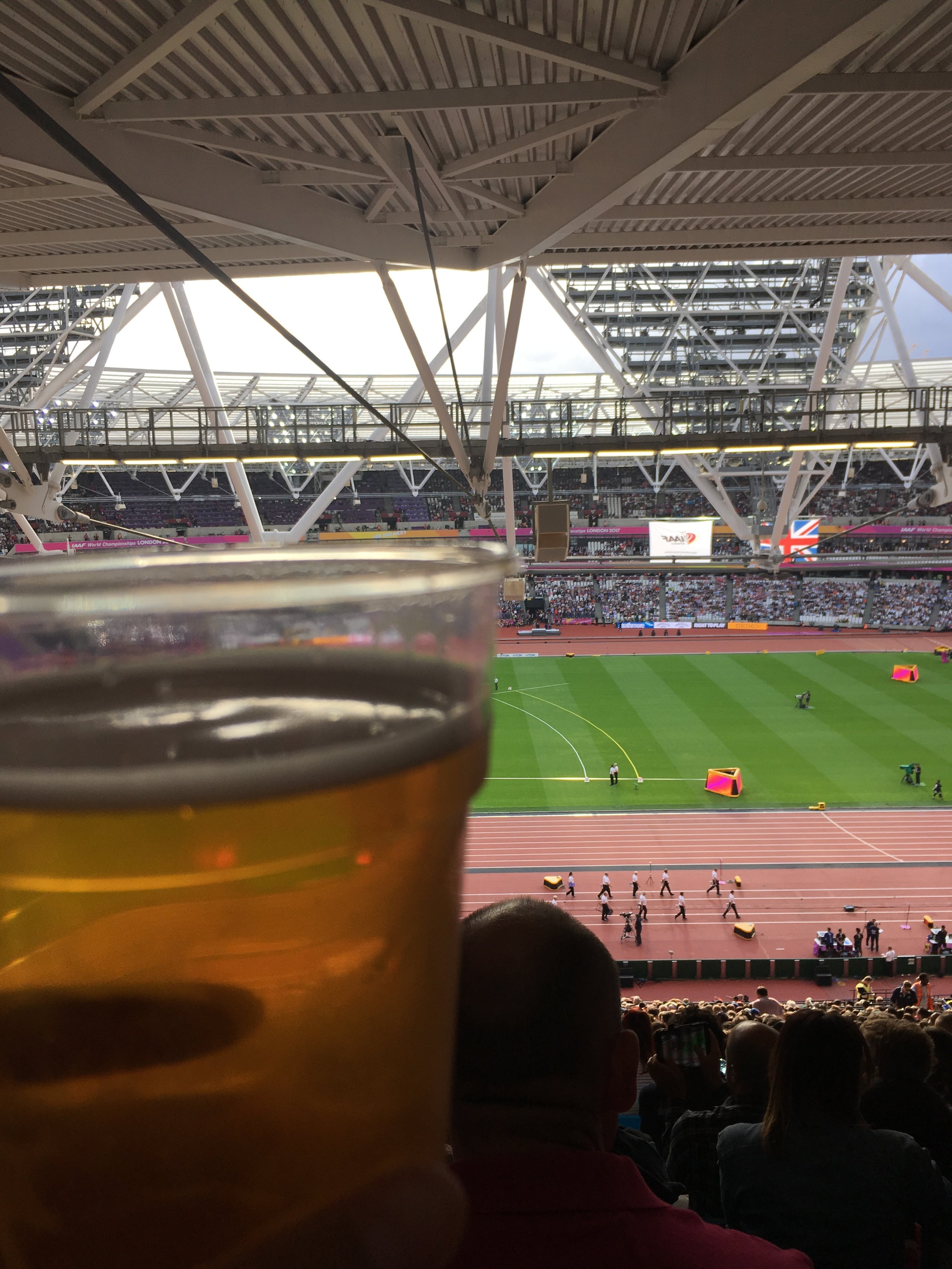 First things first: they let you drink beer in the stadium. Because they're British, and smart. Unlike SOME track venues (I'm looking at you, EUGENE.)