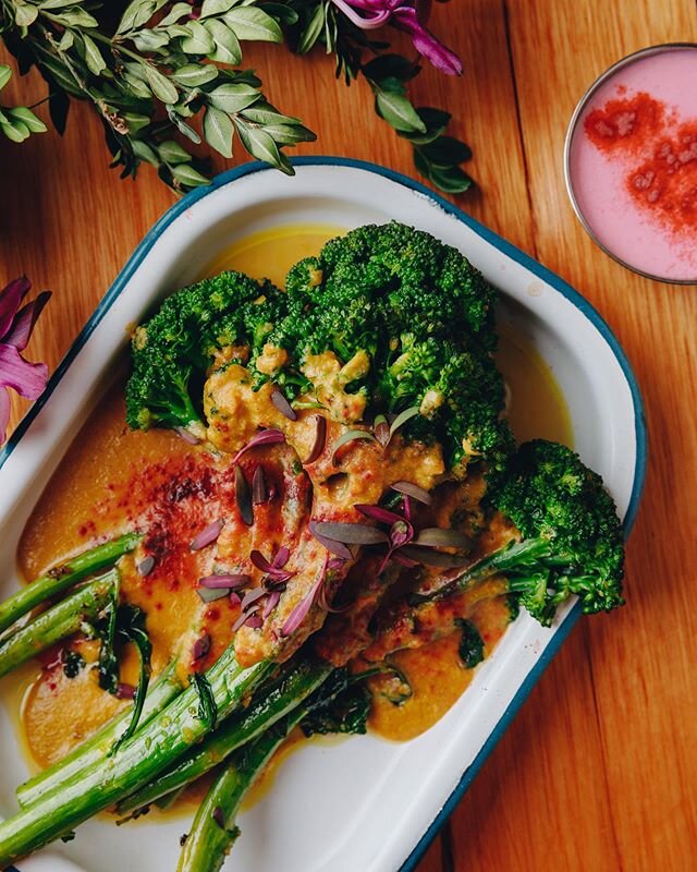 the charred broccolini with chilli and cashew korma sauce is back, ideal side dish or as part of your veg feast. click the link on our website to make a booking ✅ #comeandenjoy