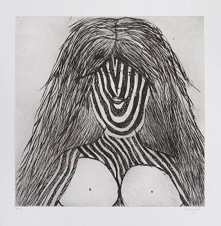 Gunybi Ganambarr, Yirritja Women, 2013, etching, 40x40cm.jpg