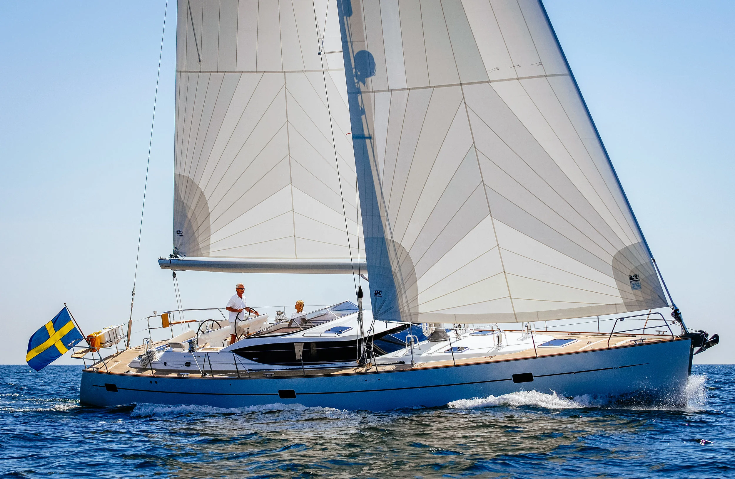 A Najad 570 with tri-radial Spectra roller-furling main and genoa.