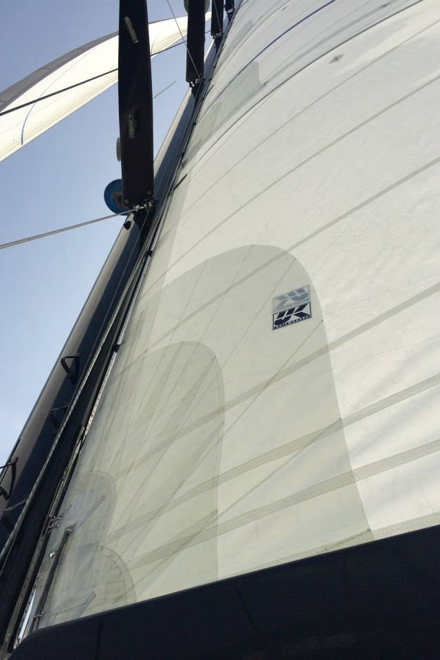 T ack of a massive Dacron main on a 112-footer.