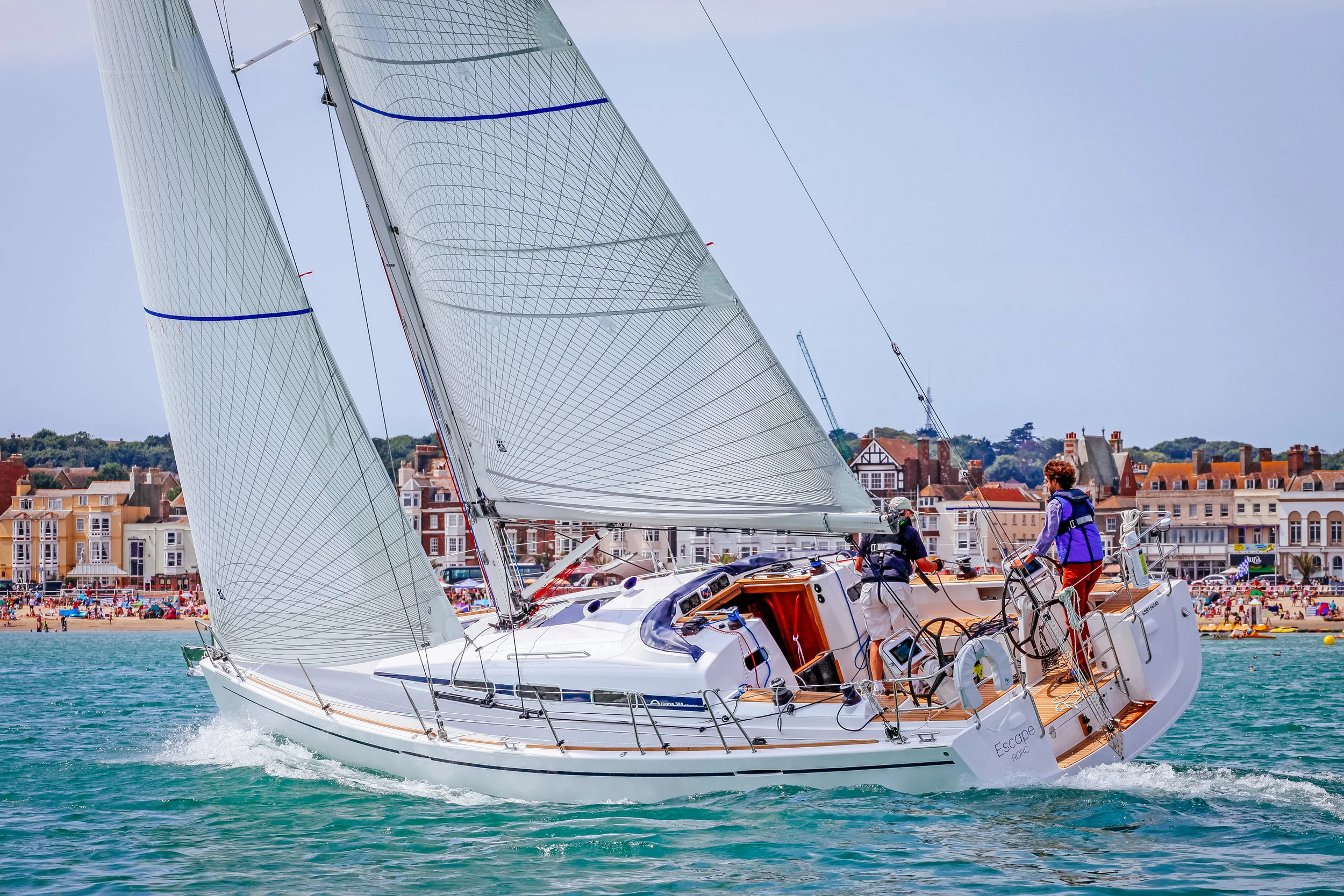 An Arcona 380 with Tape-Drive carbon Spectra Double Taffeta mainsail and roller-furling genoa.