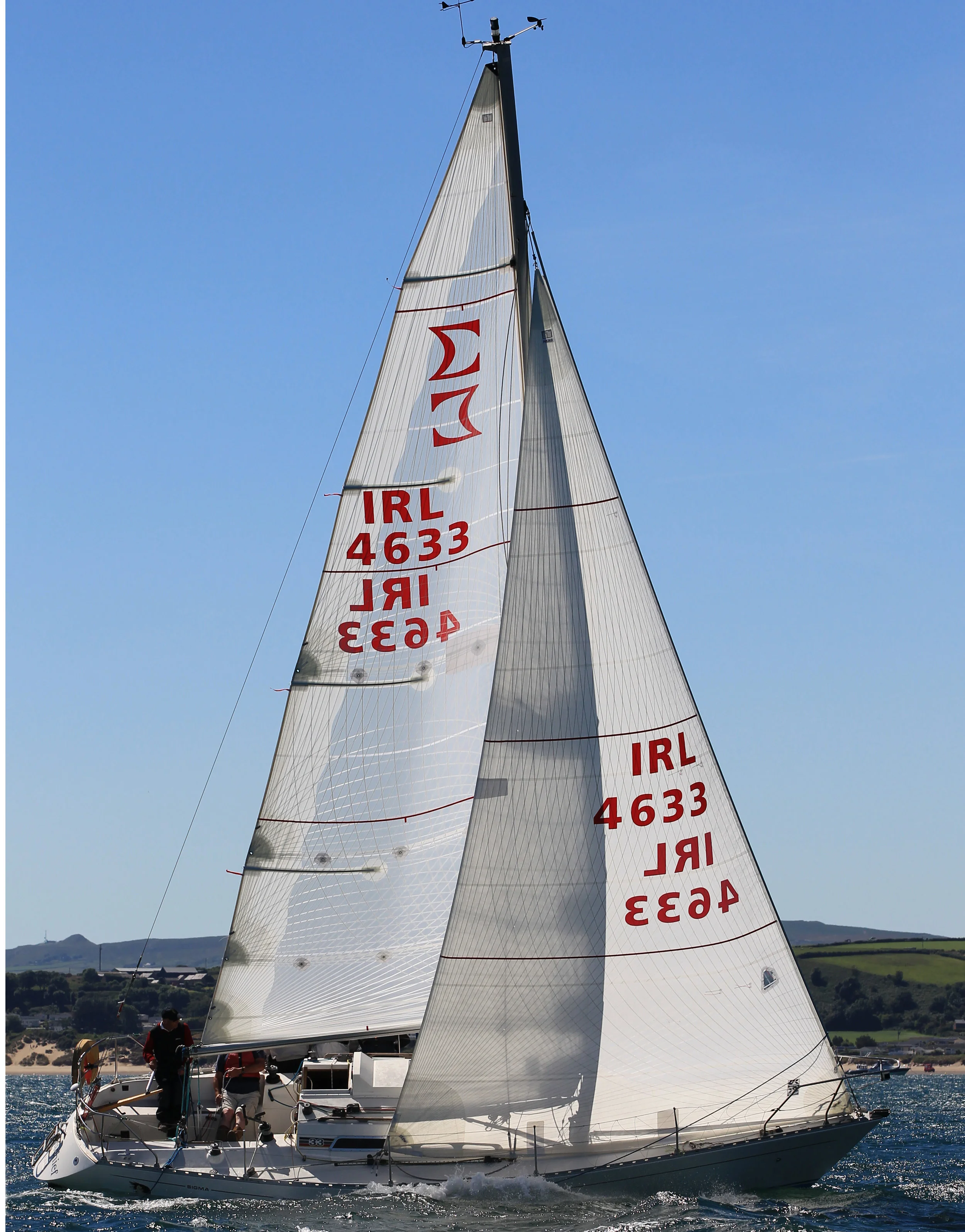A Sigma 33 with a Tape-Drive Silver Powerhead mainsail and genoa.