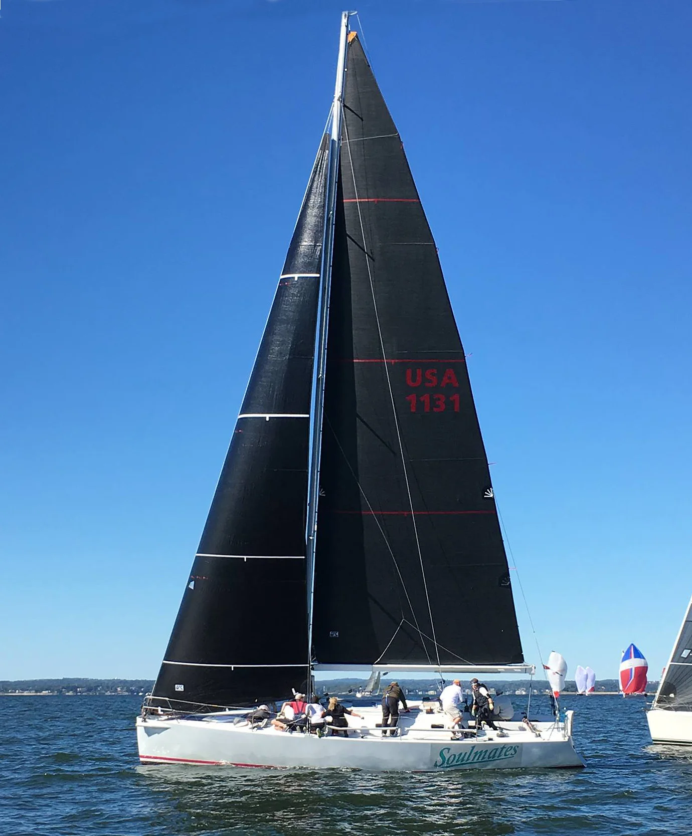 SOULMATES, a custom Roger Martin 40, with a Titanium Black non-overlapping jib and Uni-Titanium LiteSkin mainsail.