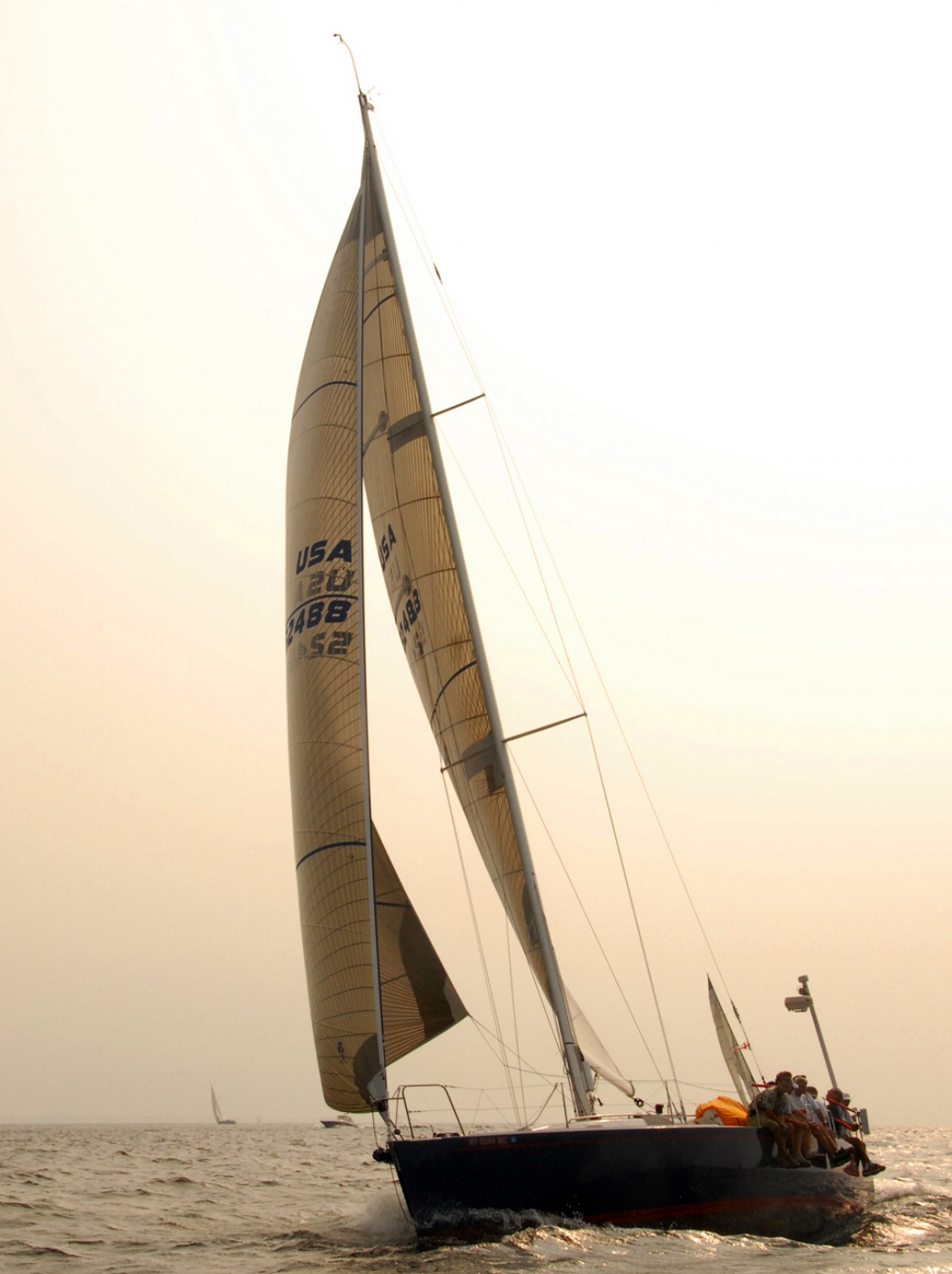 A 43-foot J/133 sailing with a Jib Top on a reach too close for a spinnaker or Code Zero.