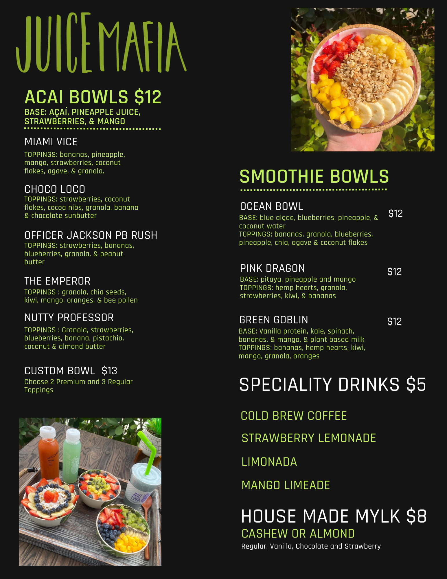 visual cafe menu — JUICE MAFIA