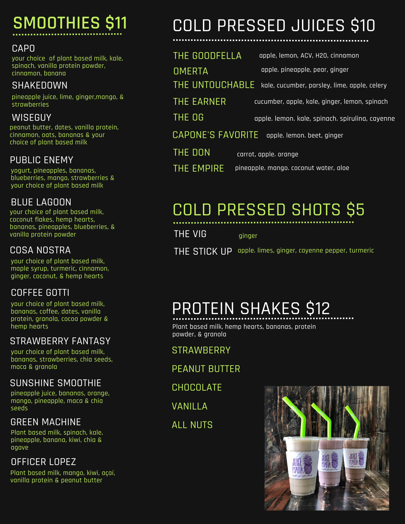visual cafe menu — JUICE MAFIA
