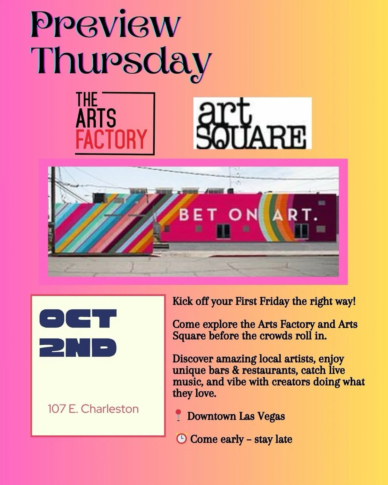 Move like a local&hellip; Preview Thursday is like first Friday, but it&rsquo;s before. Come out and explore all we have to offer before the crowds -have first looks - keep it cute- come early