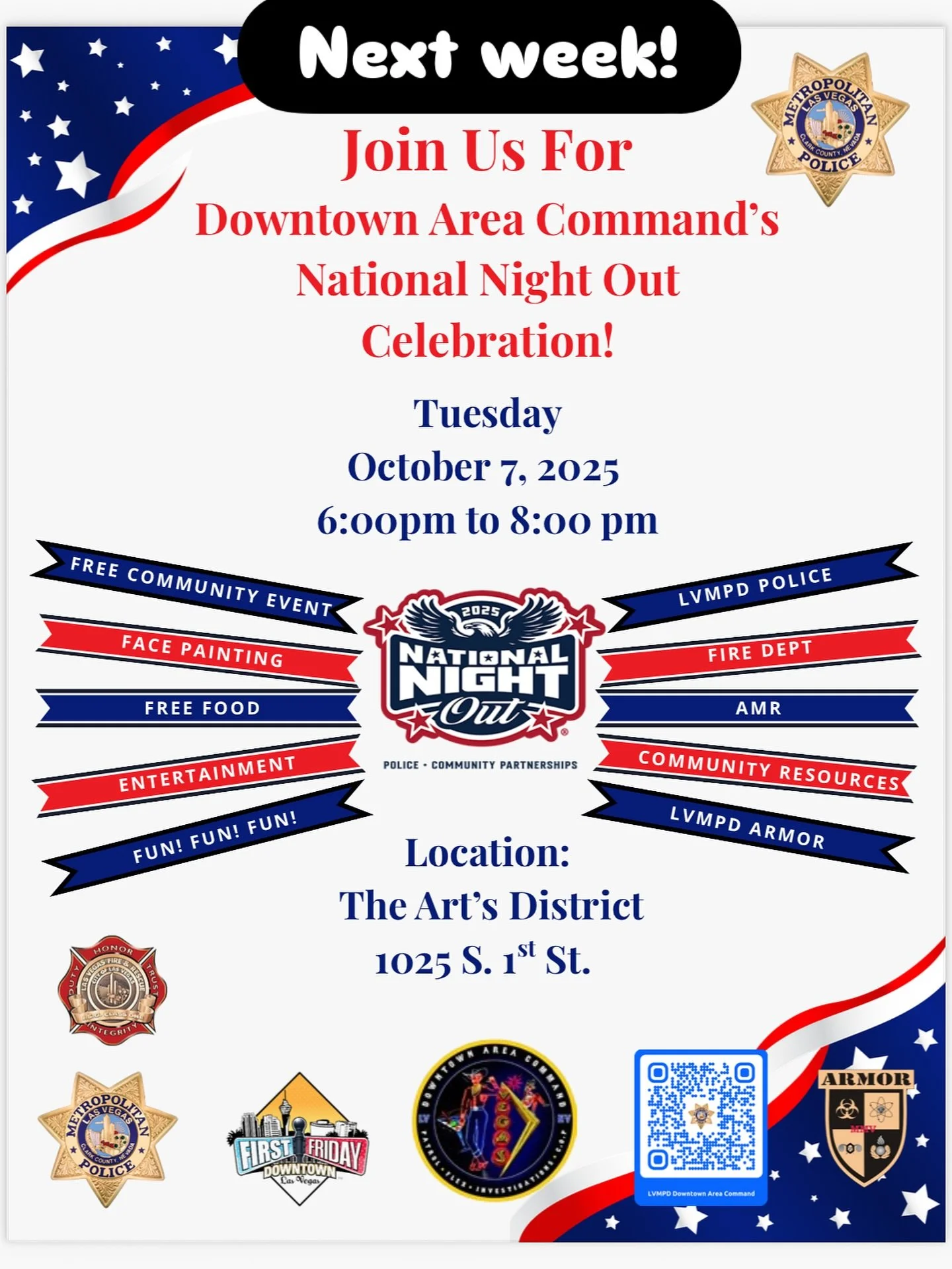Next Tuesday is National Night Out in The Arts District-