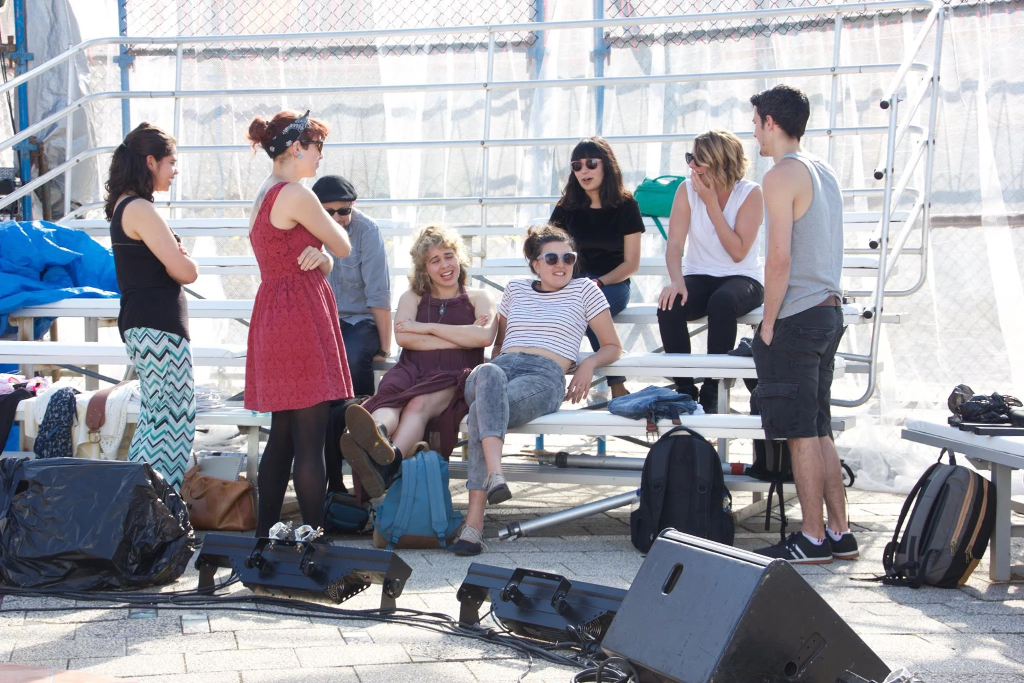 The company of How Are You, Canberra 2015, L - R: Isha Menon, Ara Nuri Steel, Russell Goldsmith, Julia Christiensen, Laura Lethlean, Jessica Arthur, Katie Cawthorne, Richard Cotta.