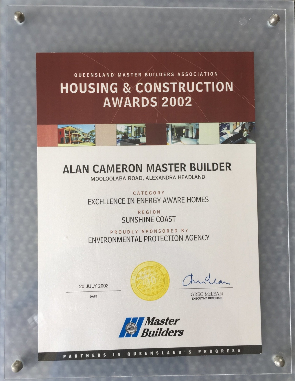 2002 Excellence In Energy Aware Homes Award.JPG