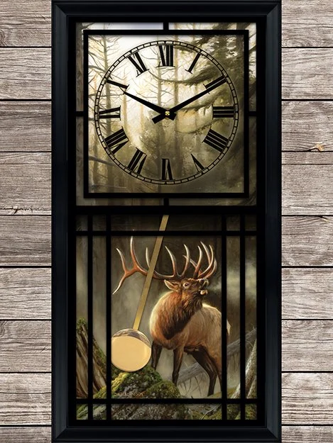 Pendulum Wall Clock (Whitetail~Sheep~Elk) — Dallen Lambson Wildlife Art