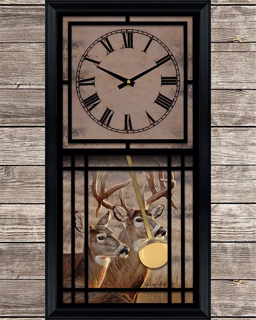 Pendulum Wall Clock (Whitetail~Sheep~Elk) — Dallen Lambson Wildlife Art