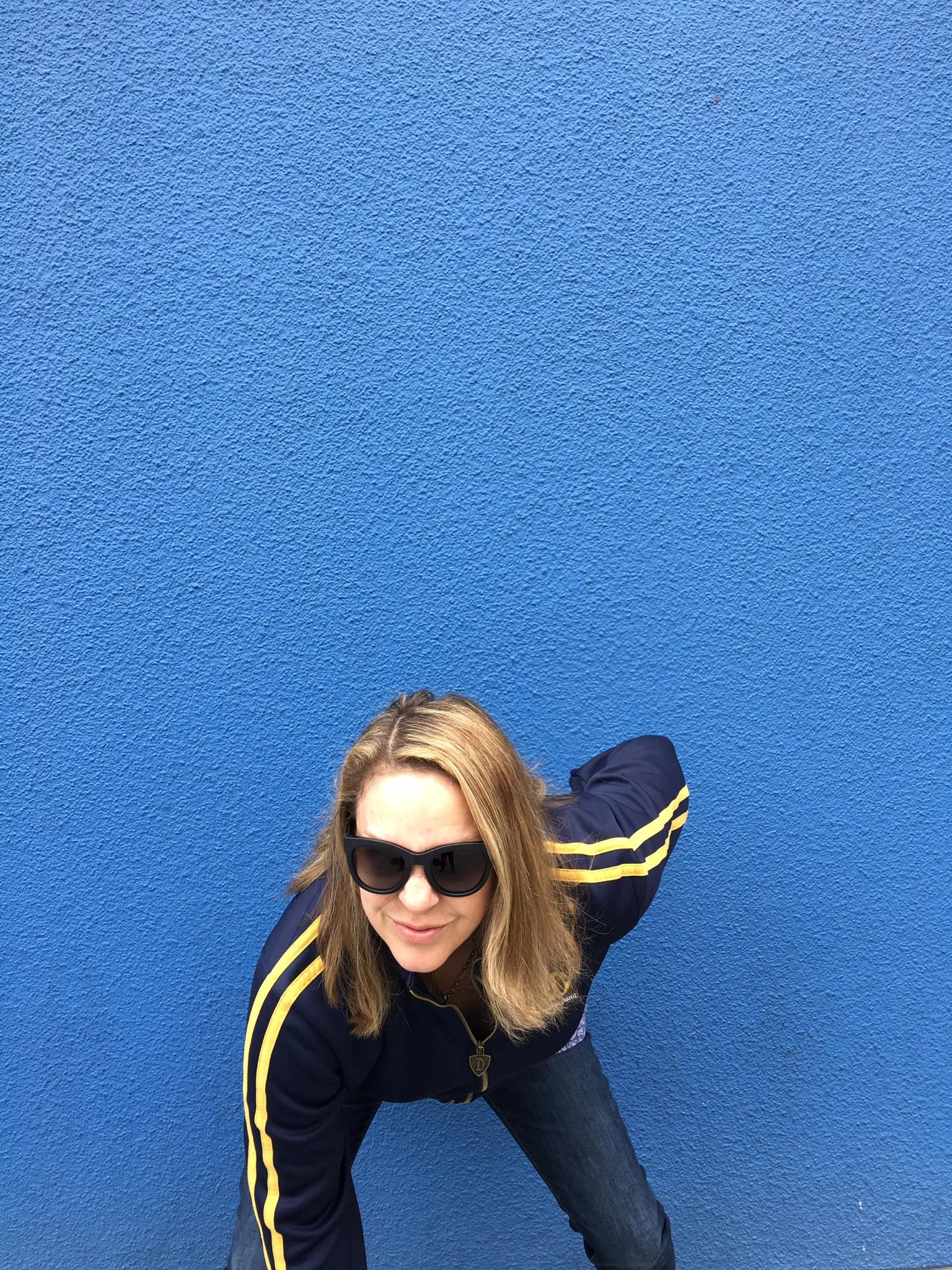 My Mom's ready position to star our Superbowl Disney day.