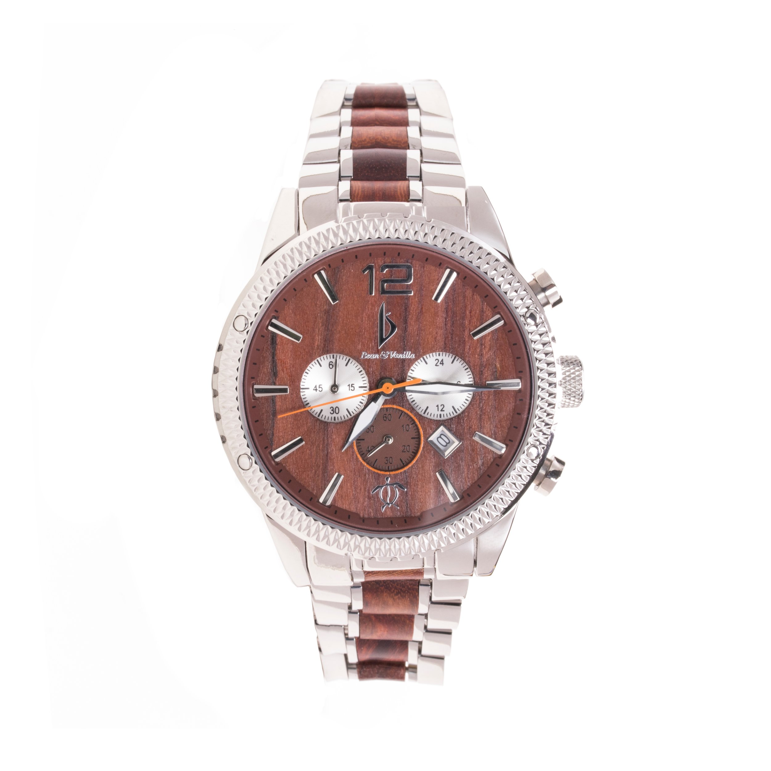 Chronograph stainless steel and sandalwood