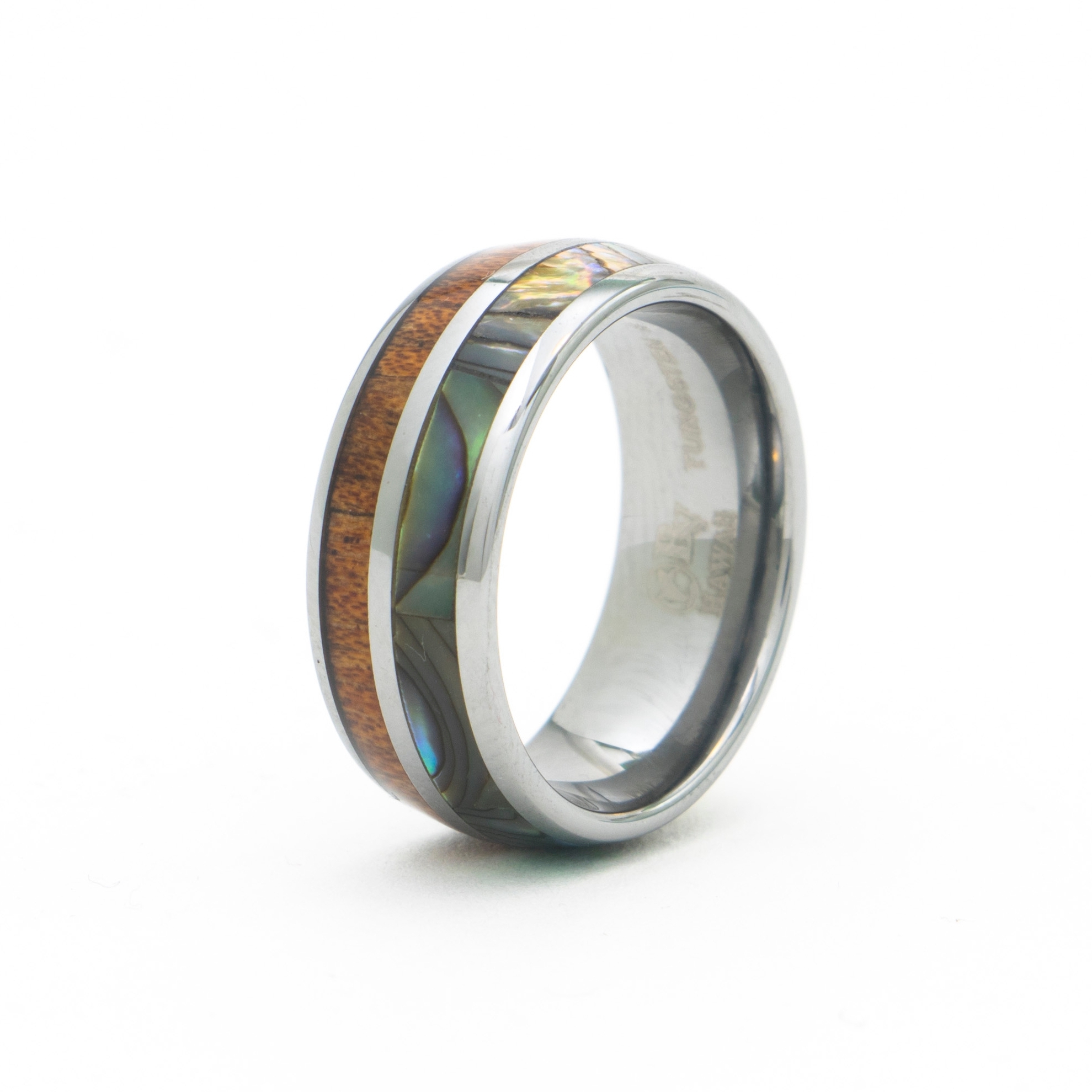 Koa Wood Abalone Shell Ring