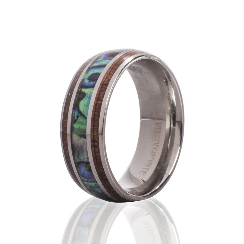 Men's ring tungsten with koa wood inlay and classic men's and ladies ...