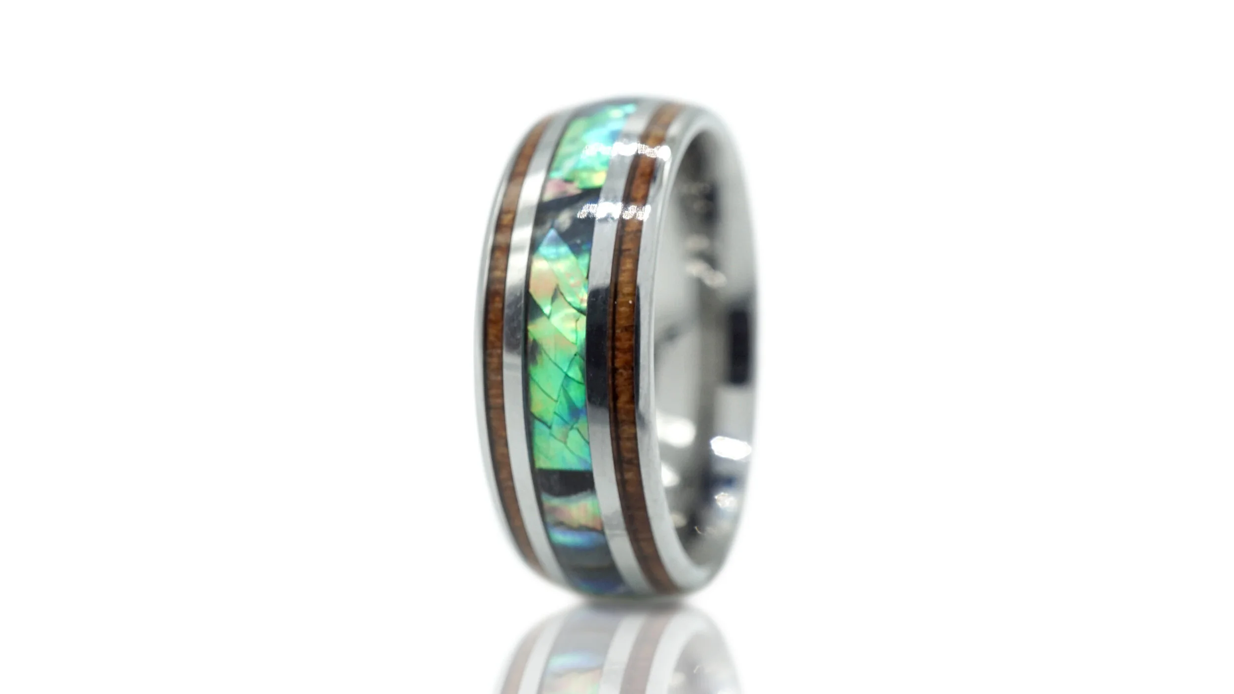 Koa Wood - Abalone Shell Tungsten Ring