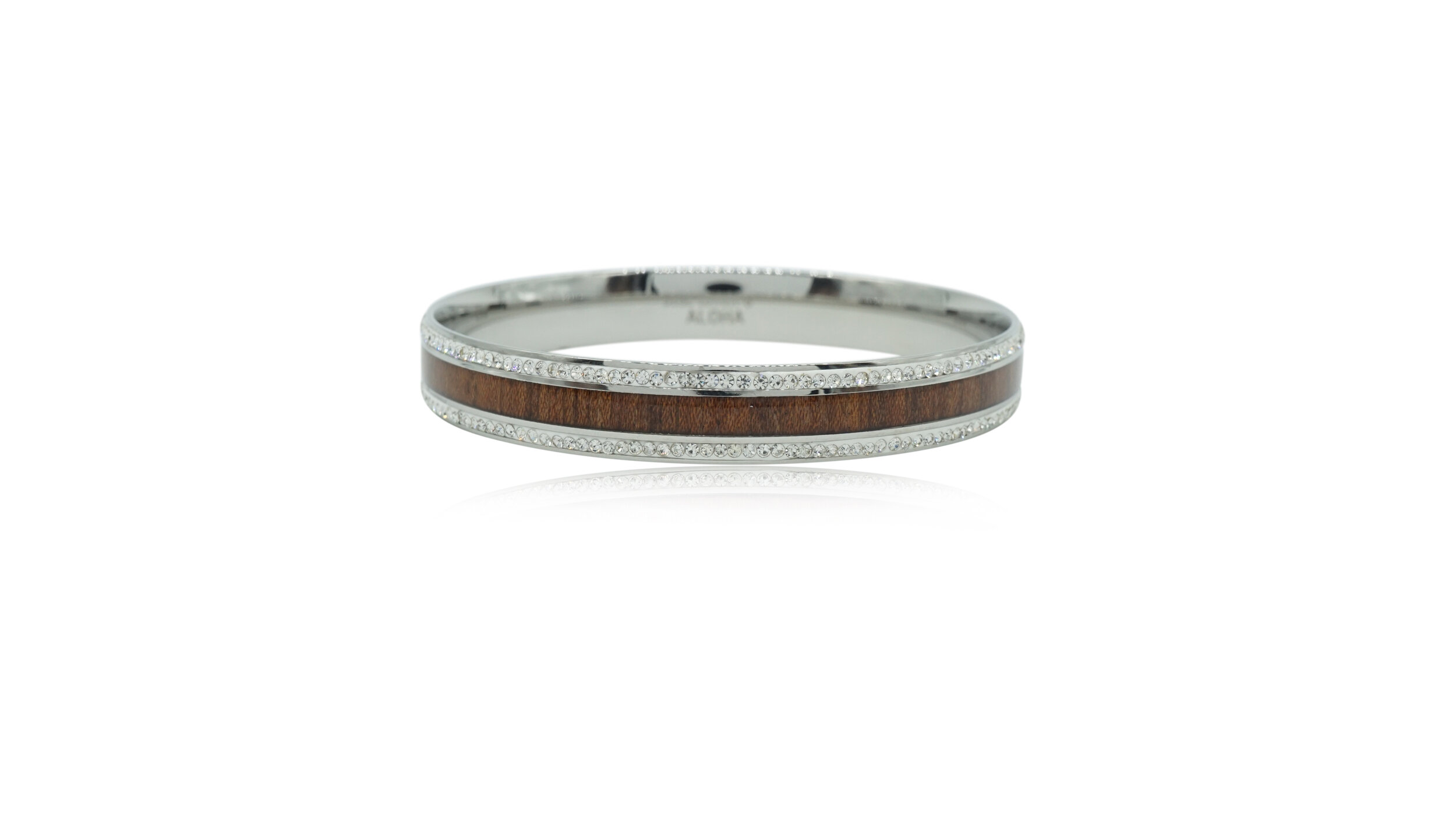 KOA WOOD BANGLE - CRYSTAL
