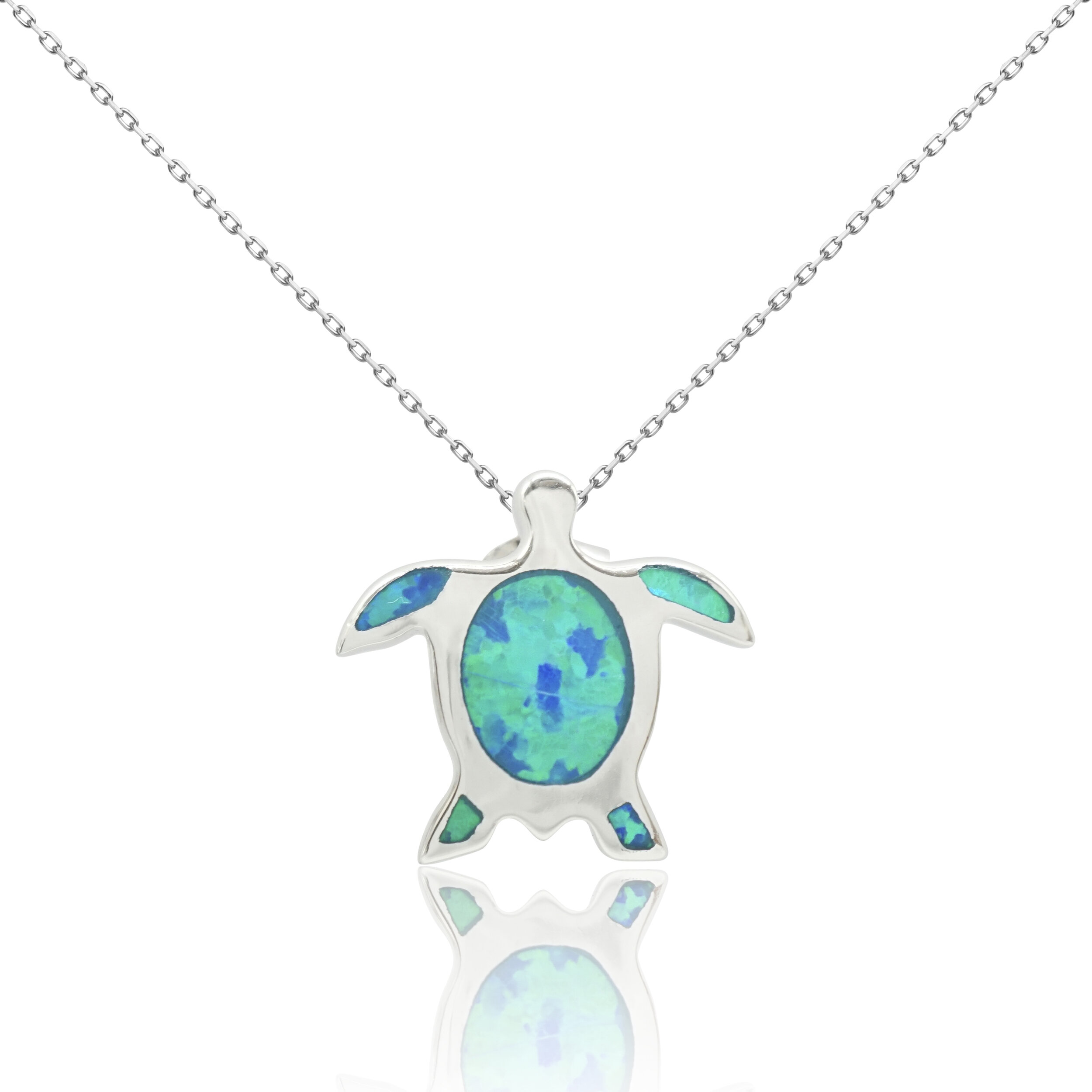 Sterling Silver Sea Turtle pendant •sea turtle charm • Blue Opal Turtle Sea  turtle gift • Sea turtle necklace • Free Fast shipping - Jewelry Network Inc