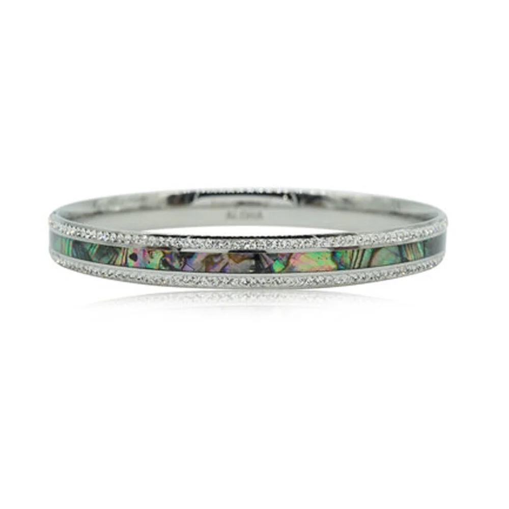 TUNGSTEN BANGLE- ABALONE SHELL