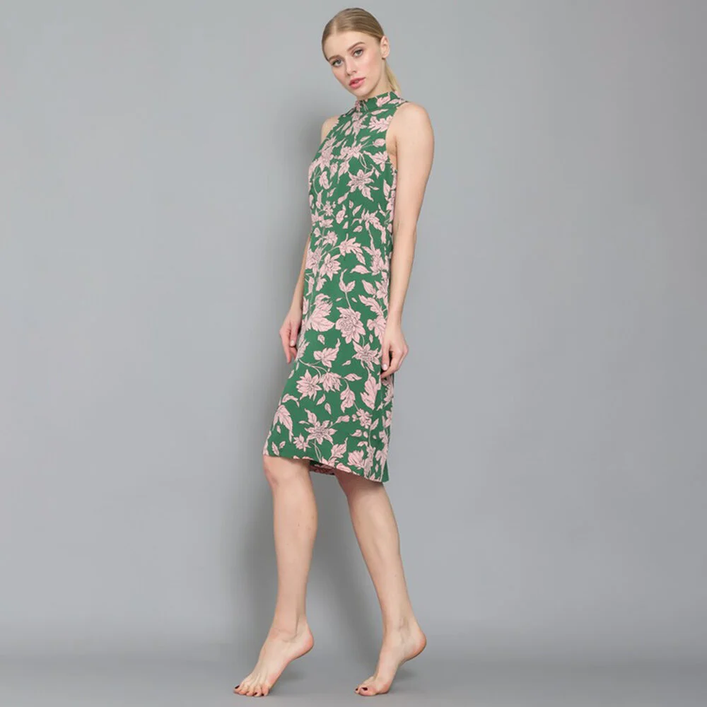 WOVEN SLEEVELESS FLORAL MANDARIN COLLAR DRESS 4.jpg