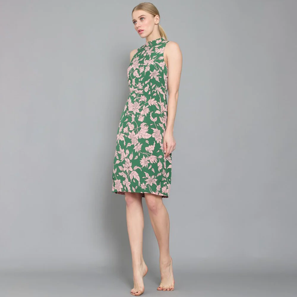 WOVEN SLEEVELESS FLORAL MANDARIN COLLAR DRESS 5.jpg