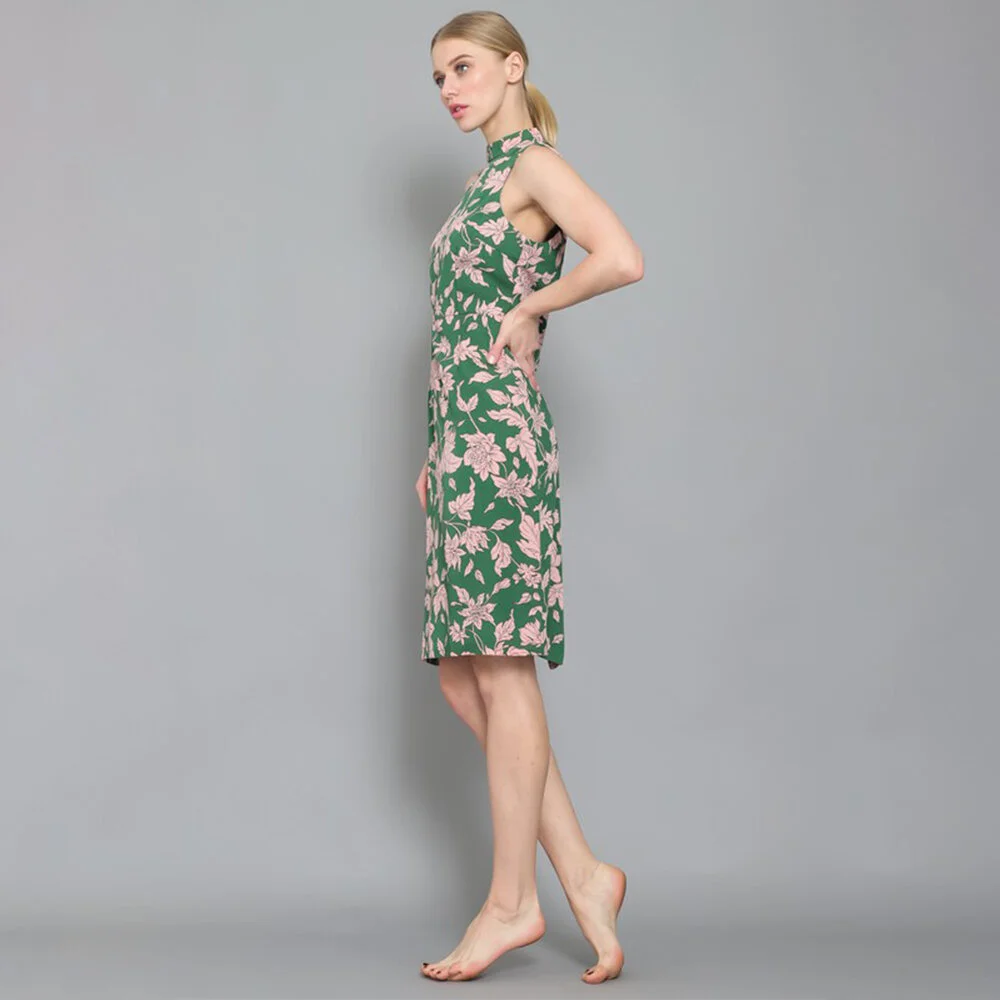 WOVEN SLEEVELESS FLORAL MANDARIN COLLAR DRESS 7.jpg
