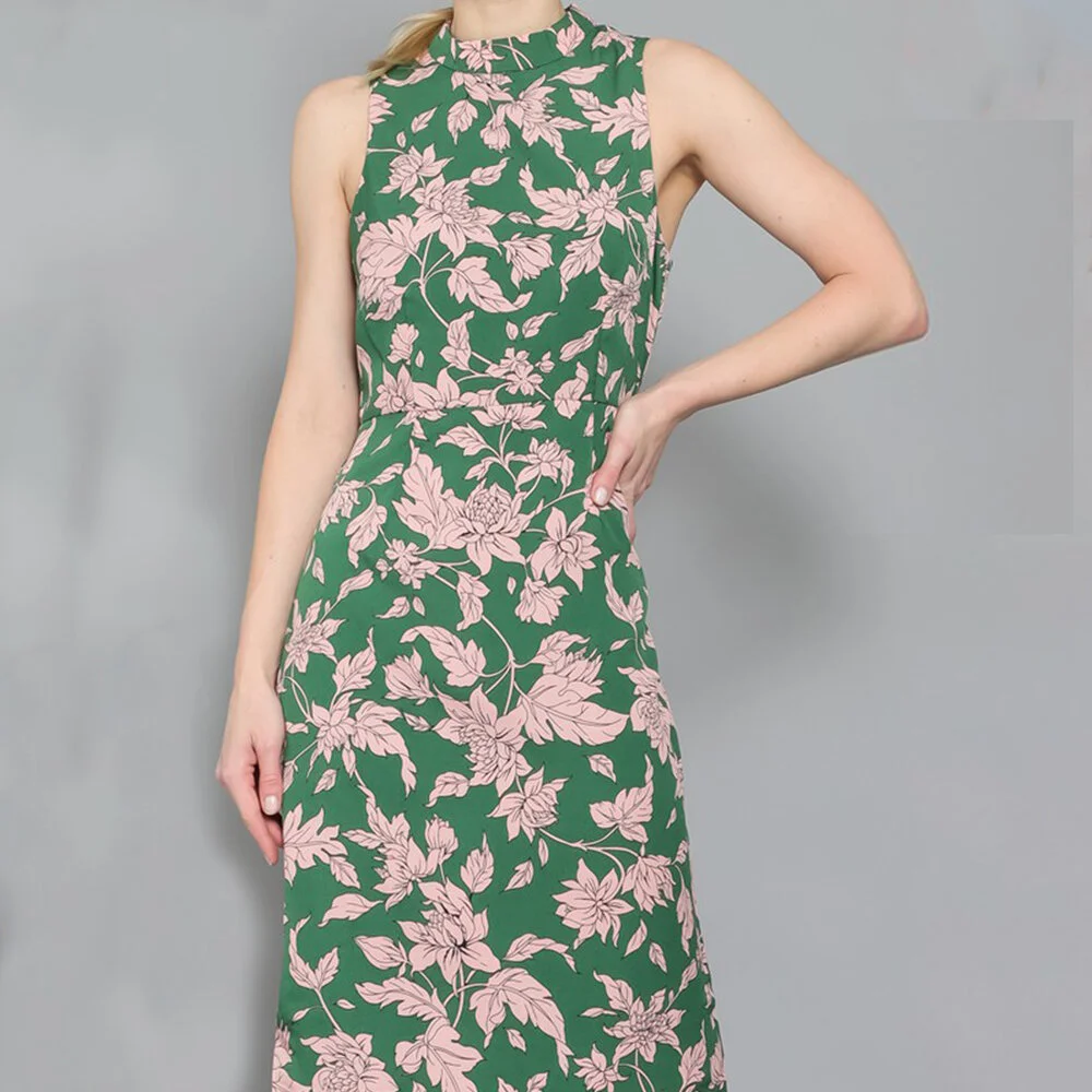 WOVEN SLEEVELESS FLORAL MANDARIN COLLAR DRESS 9.jpg