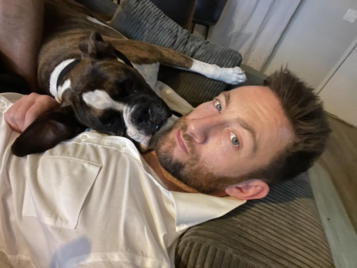 Cuddling with this handsome lad. #diego #dogsofinstagram #boxersofinstagram #dogdad