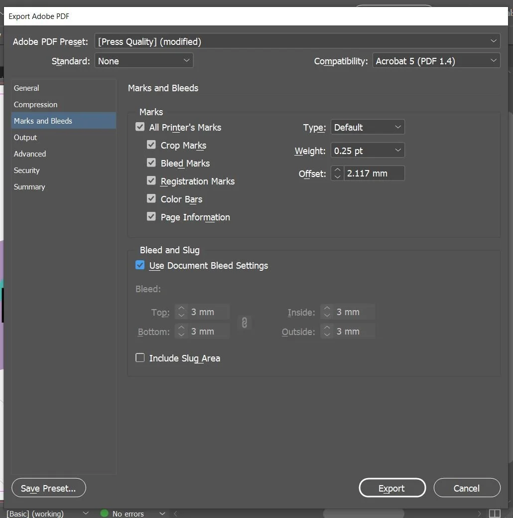 Preparing InDesign for Printing — VCUQ FabLab