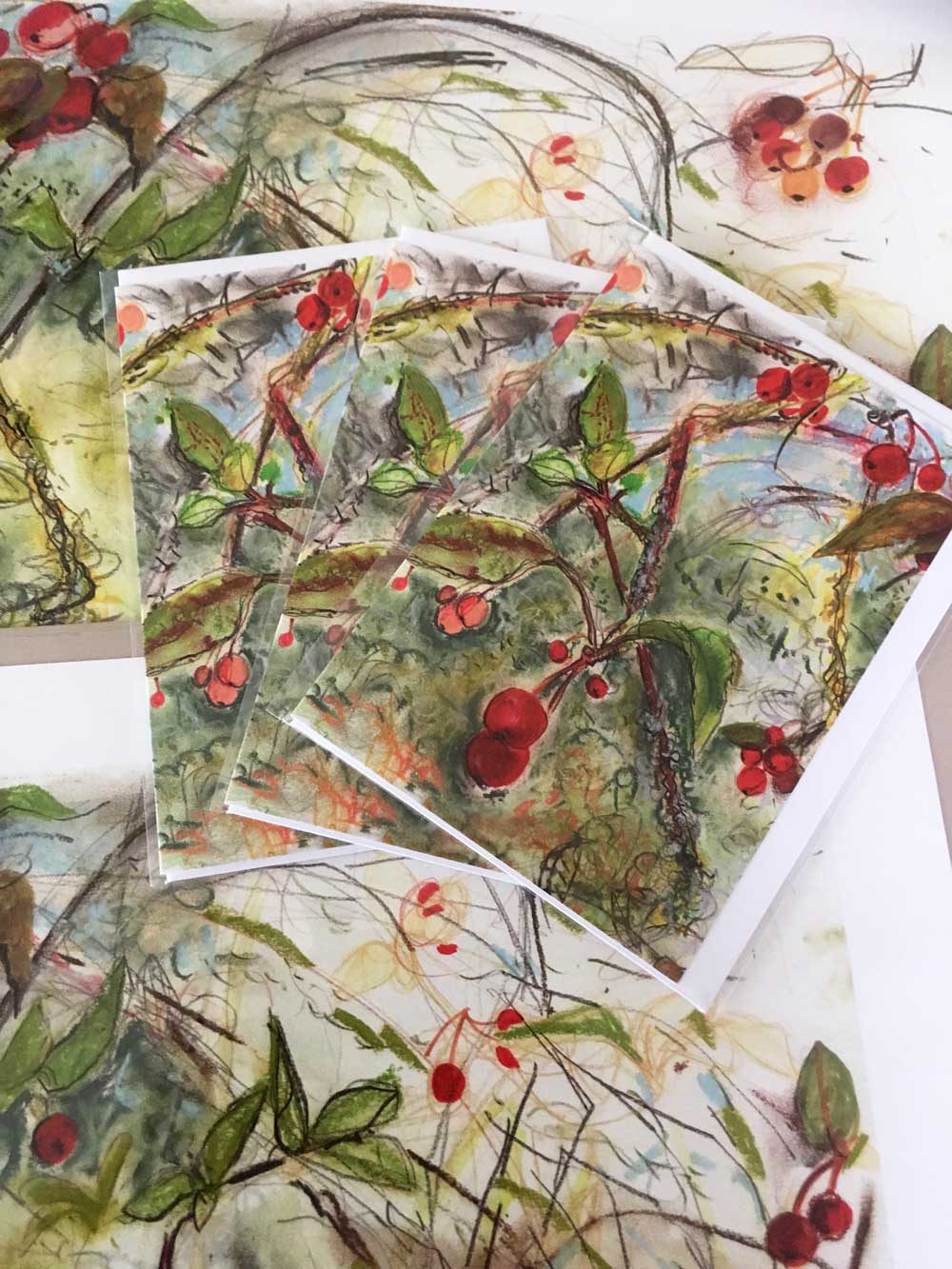 Cherry Apple Cards - Pack of 5