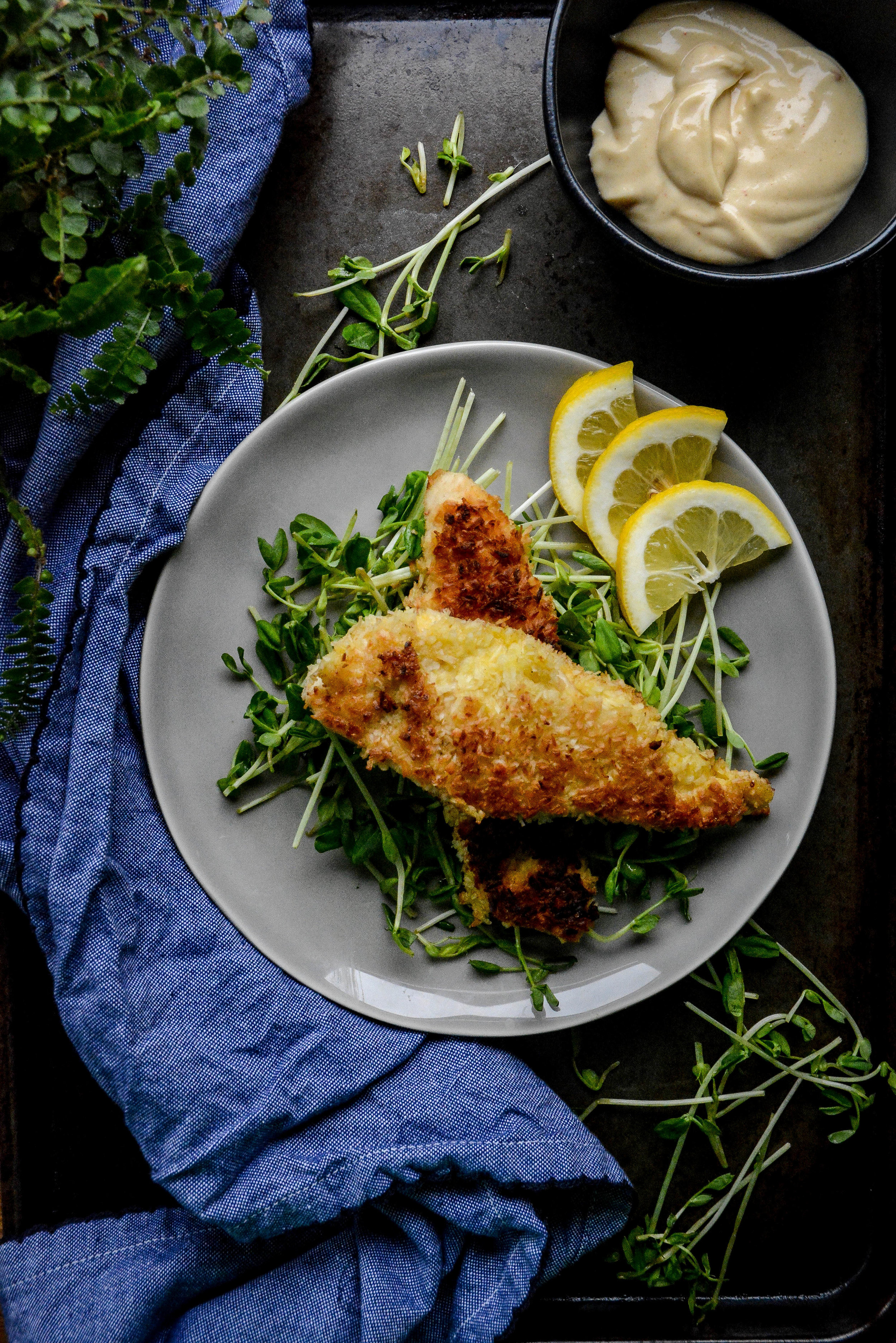  coconut crusted chicken tenders with honey mustard sauce 