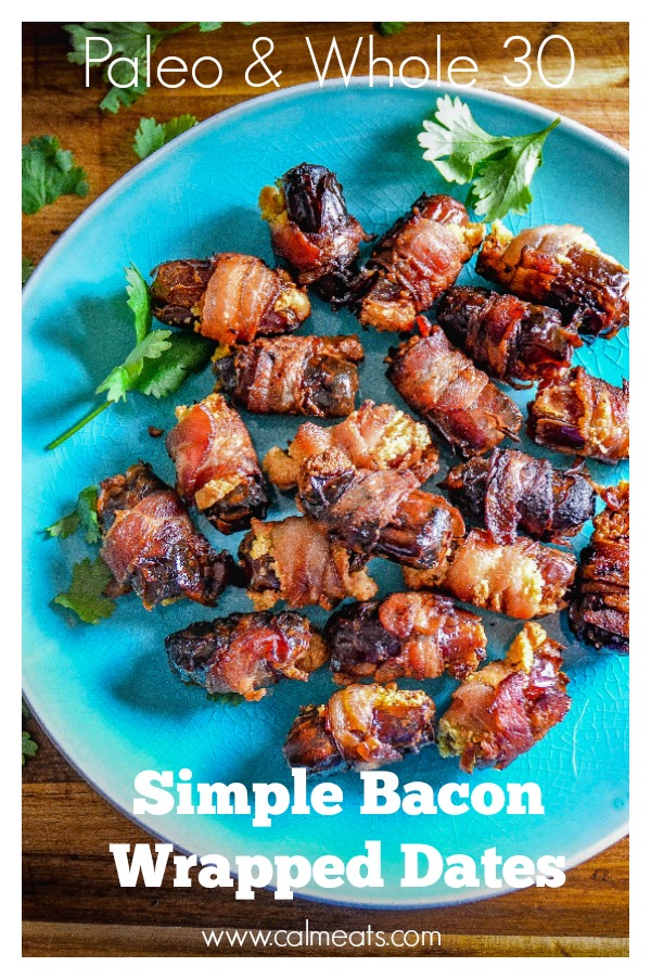  If you love the combination of sweet, salty and creamy you're in luck! These bacon wrapped dates deliver all of that and more. They're a perfect appetizer for any get together and your guests will swoon over them. You'd never even know they're dairy free, paleo and whole 30 because you won't be able to stop eating them. #dairyfree, #holidays, #baconwrappeddates, #bacon, #paleo, #whole30, #calmeats, #wrappeddates, #dates, #thanksgiving, #appetizer, #paleoappetizer, #whole30appetizer, #holidayfood 