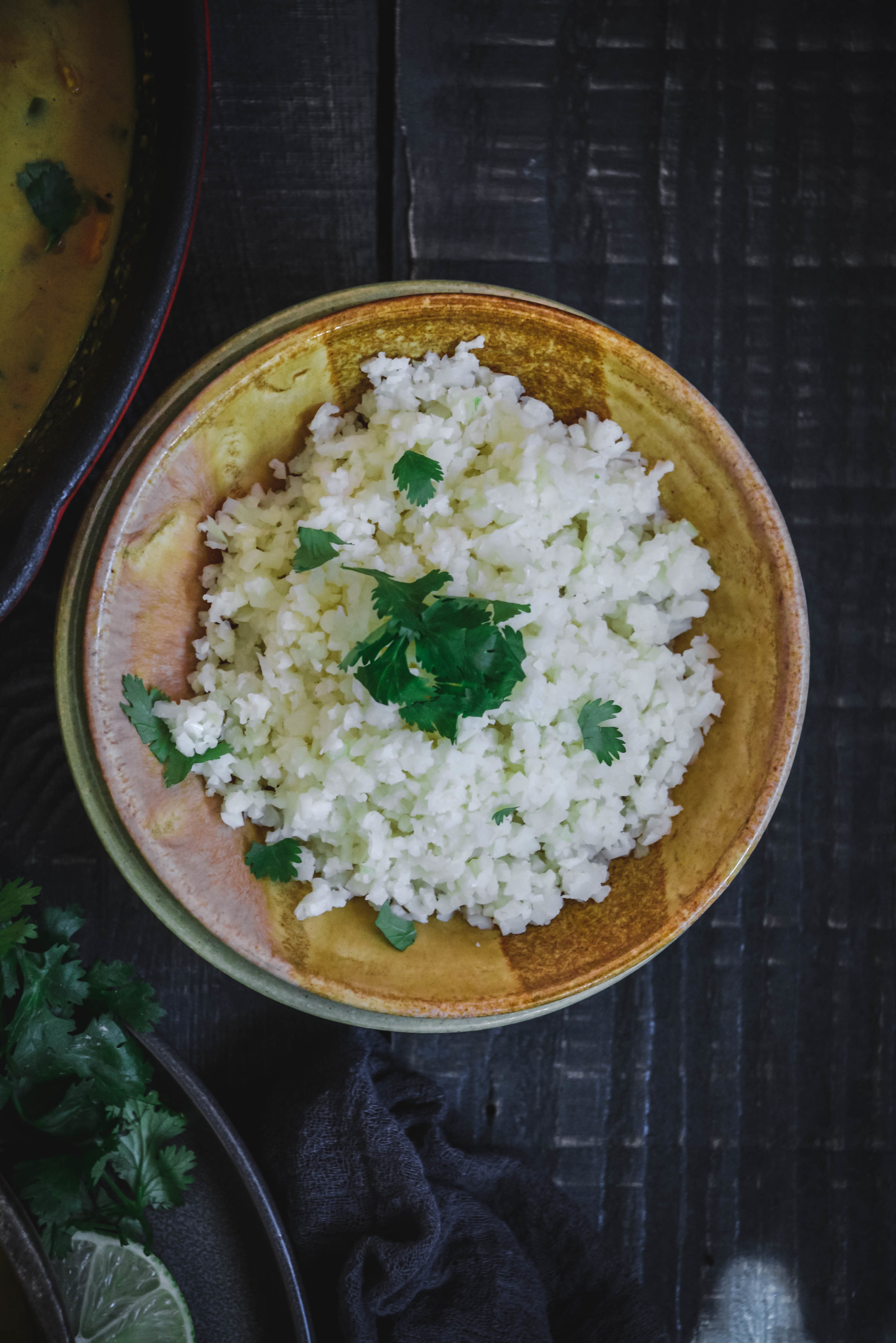 Cauliflower rice in bowl