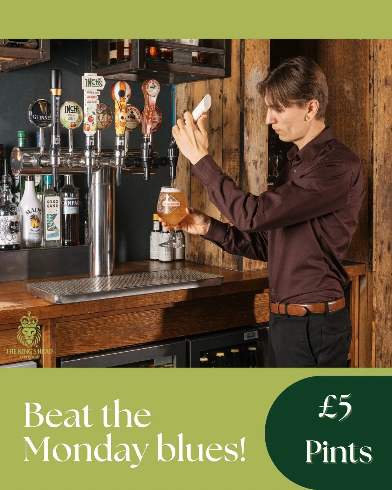 Mondays hit different with &pound;5 pints! 

Beat those Monday blues and get yourself down to The King&rsquo;s Head - &pound;5 pints every Monday from 3pm 🍻