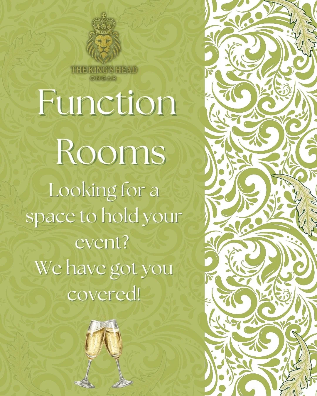 Looking for the perfect event space or function room? 🎉

We have two private areas available to book inside the building:
&bull; The Coachhouse &ndash; seats up to 16 guests or 40 standing
&bull; The Lounge &ndash; seats up to 14 guests or 30 standi