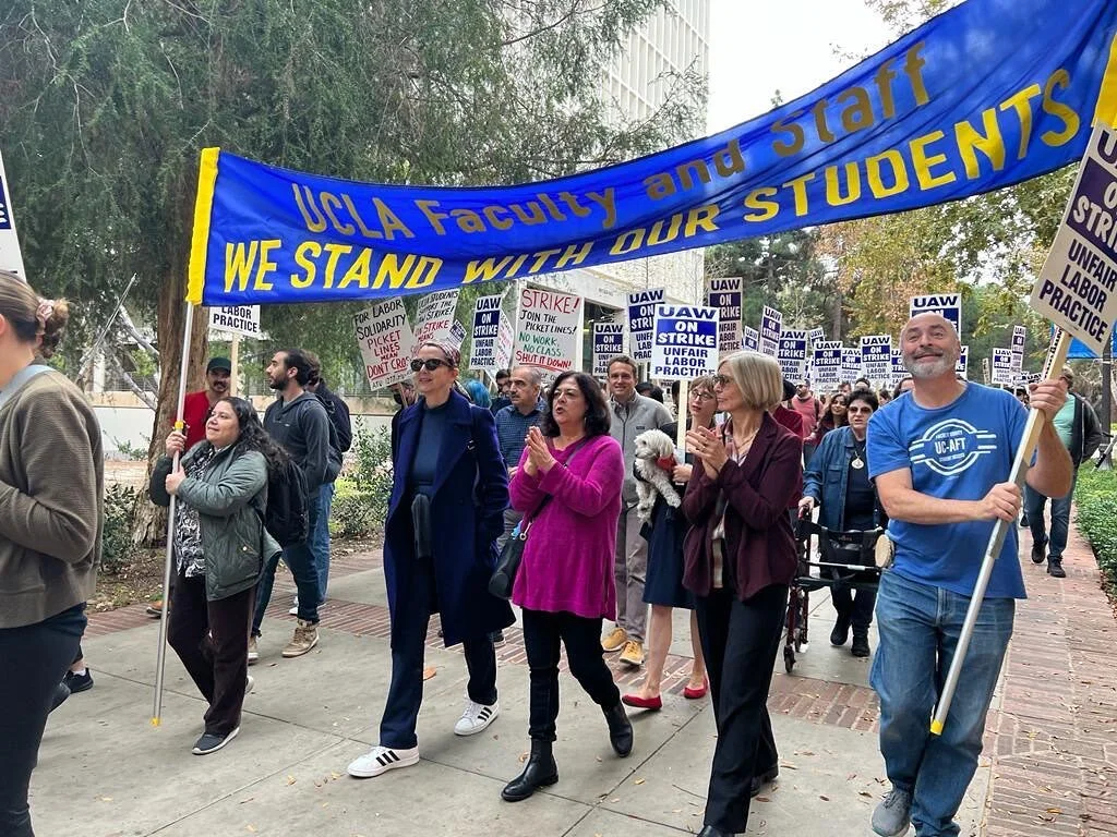 Standing with our striking workers at AUD, Luskin, our Berkeley partner centers, and beyond. Big thanks to the UCLA Strike Support faculty and staff group for keeping us organized and updated! With impressive wins for Postdocs and ARs and some exciti