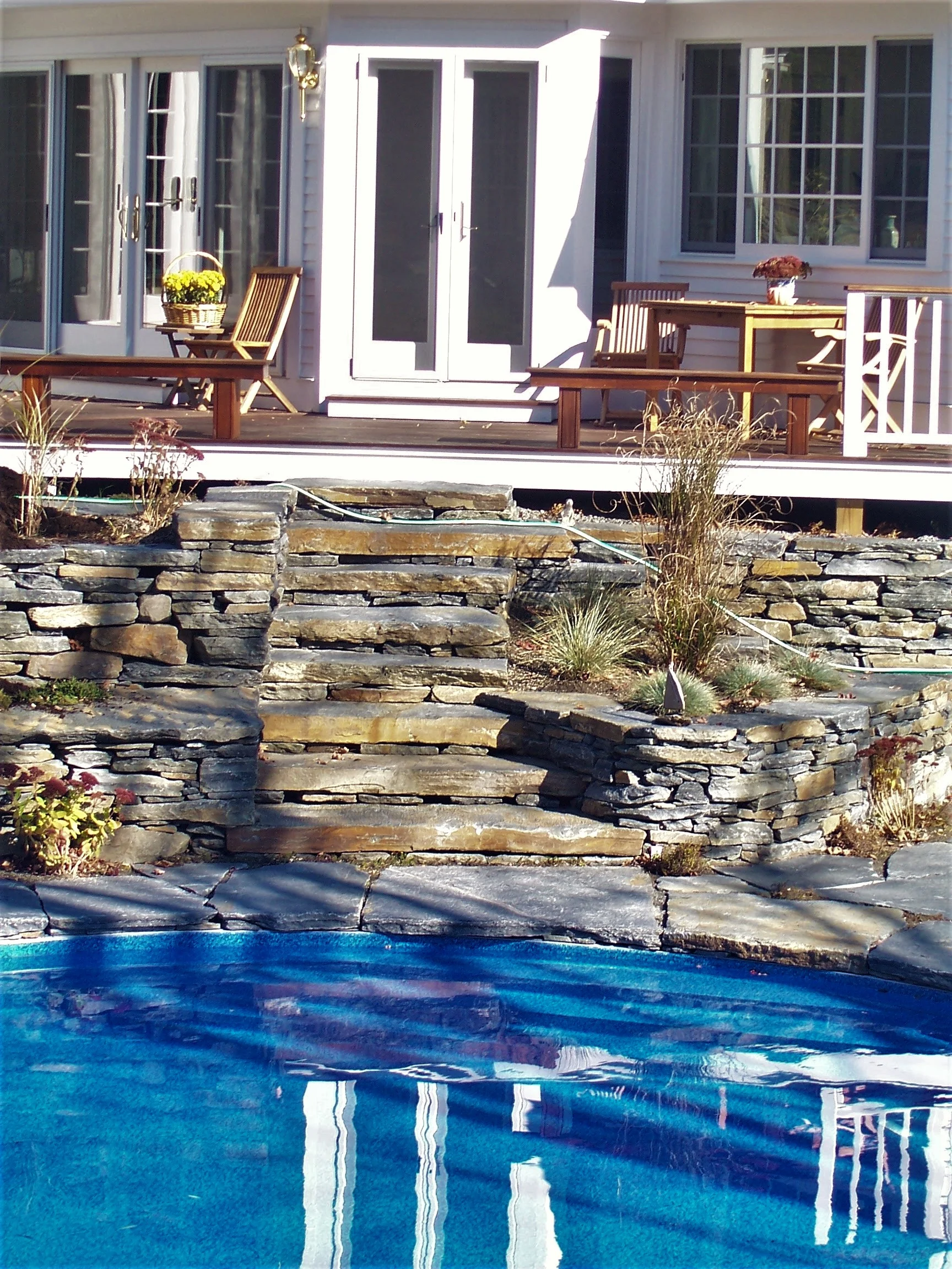 Integrated stone steps and walls