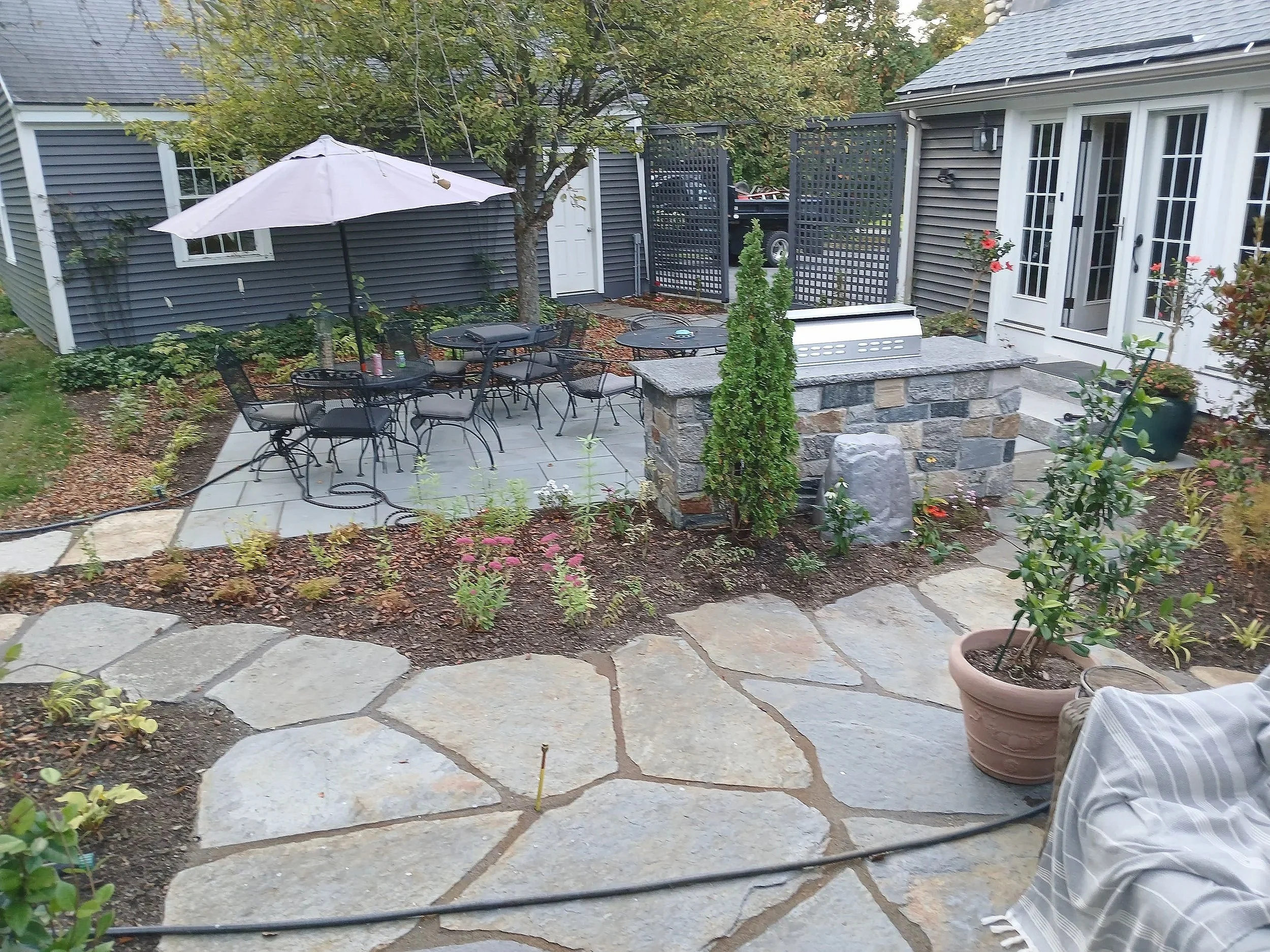 Natural stone patio and bluestone patio 