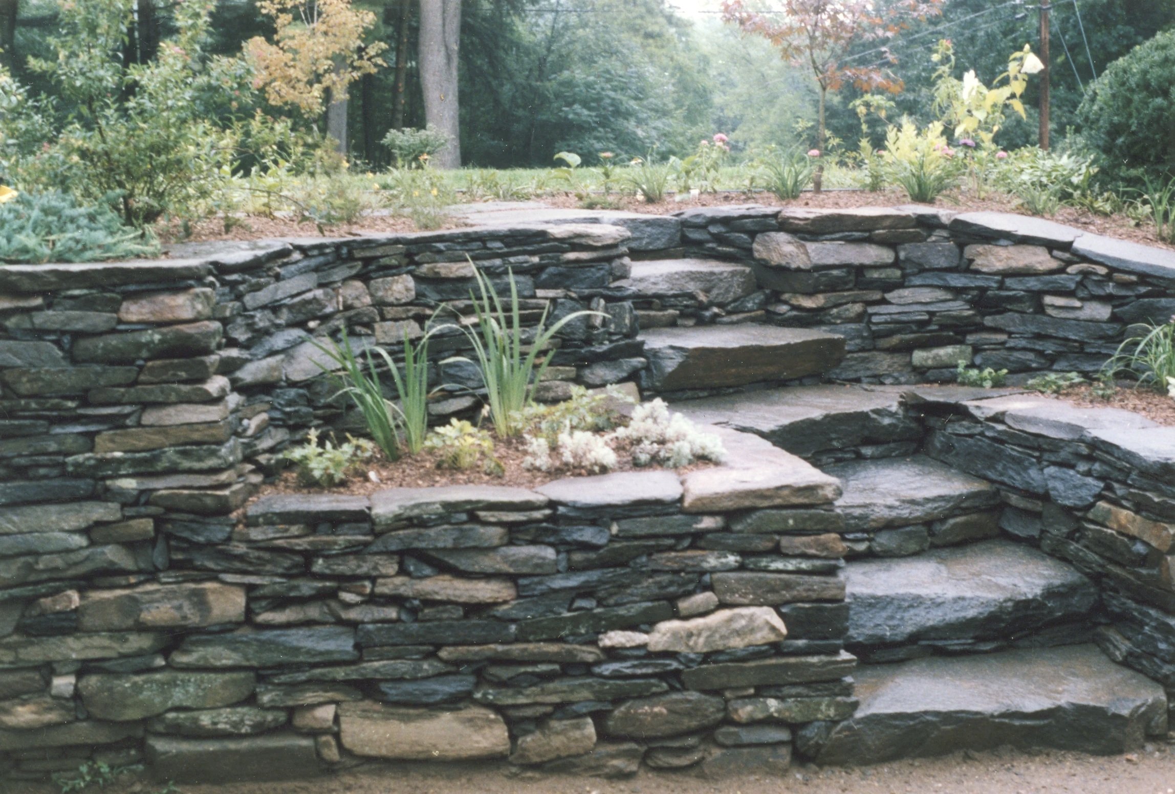Stone stairway and terrace garden