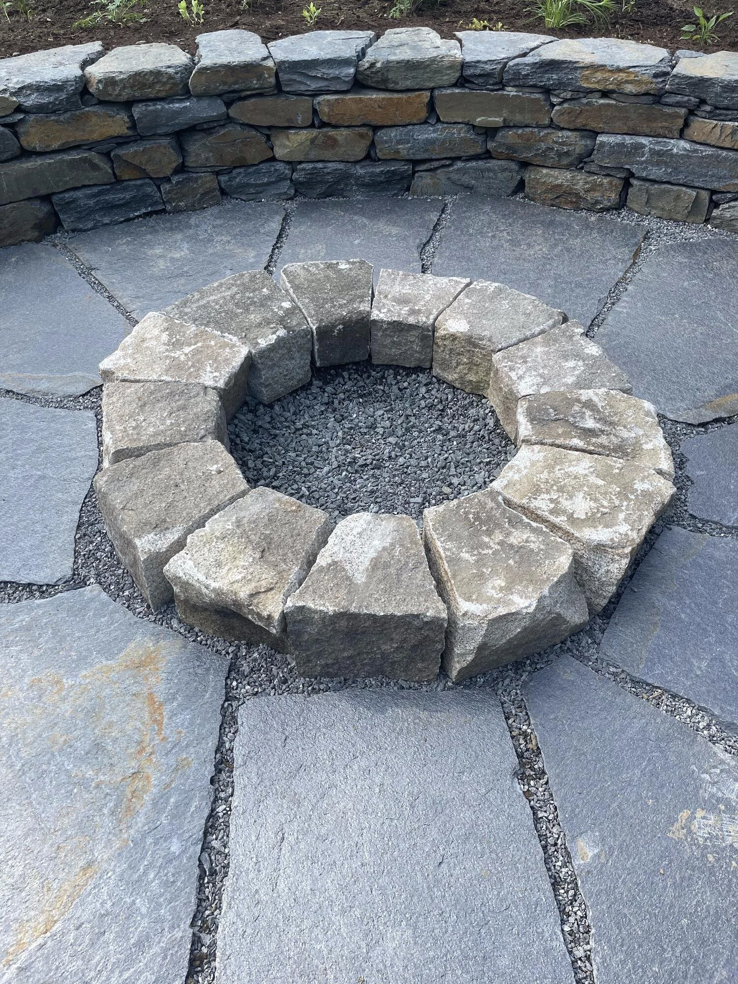 Hand split granite fire pit
