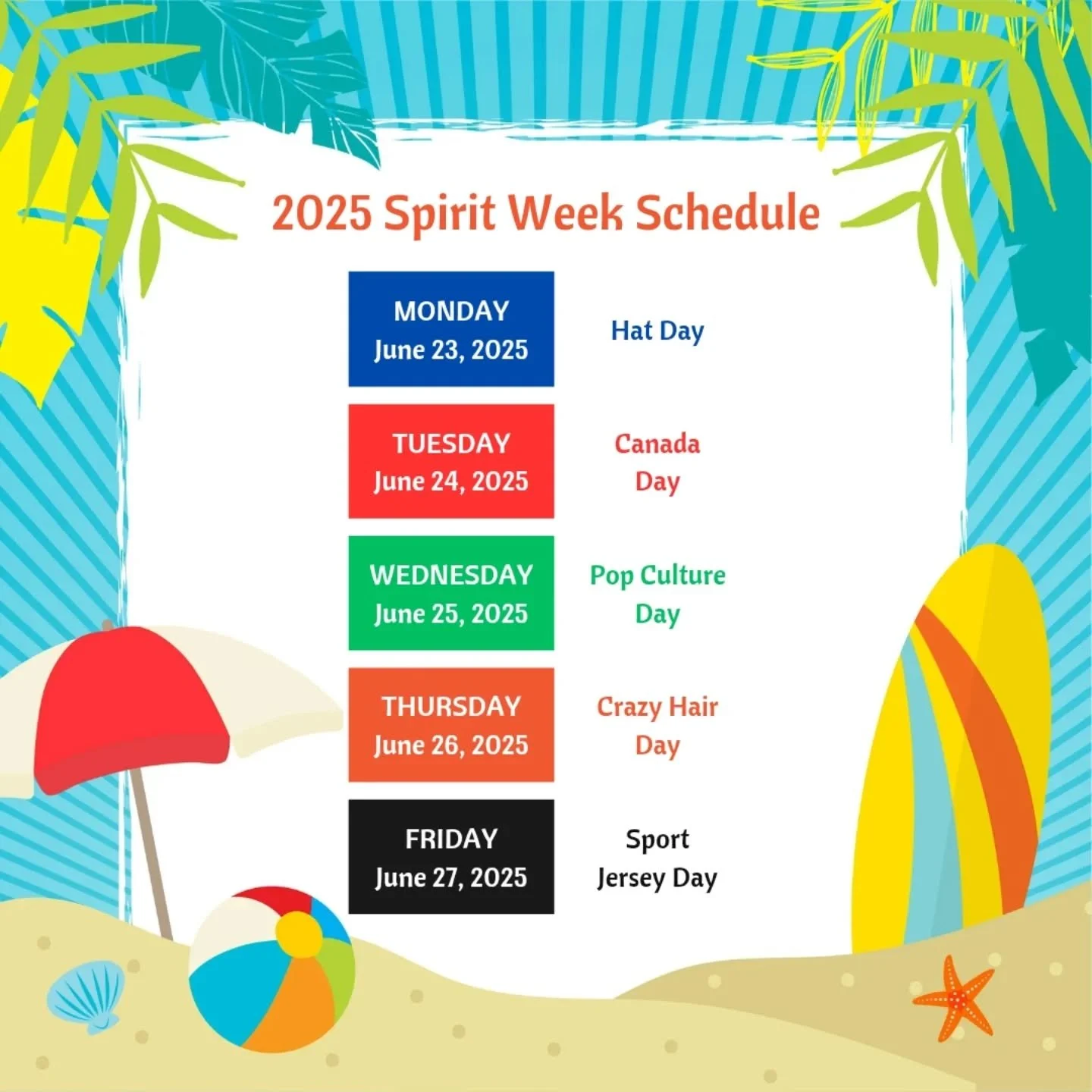 ☀️ LETS CELEBRATE THE START OF SUMMER ☀️
.
Today begins our Spirit Week with wearing your favourite hat to class. Take a lot at your email, signs at the dojo, and save this post for the rest of the week!
.
See you at the dojo!!!
.
.
#spirit #week #su