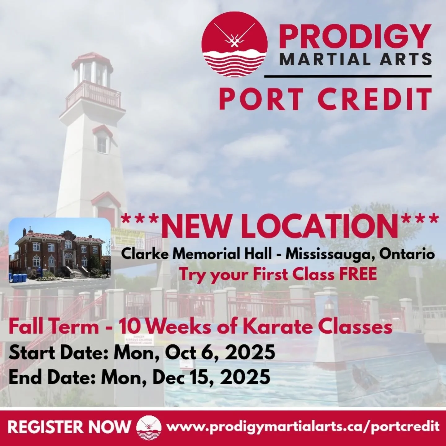 Excited to begin a New Chapter of Prodigy Martial Arts!!!
.
Opening a Second Location!!!
.
We are offering a Karate Program at the Clarke Memorial Hall in Port Credit starting Monday, October 6, 2025
.
To register or for more info use this link below